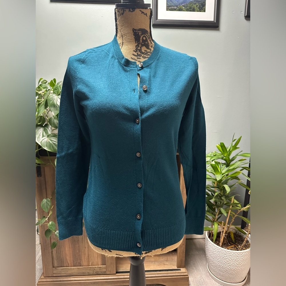 Loft dark teal cardigan. Size small. NWT. - Picture 1 of 3